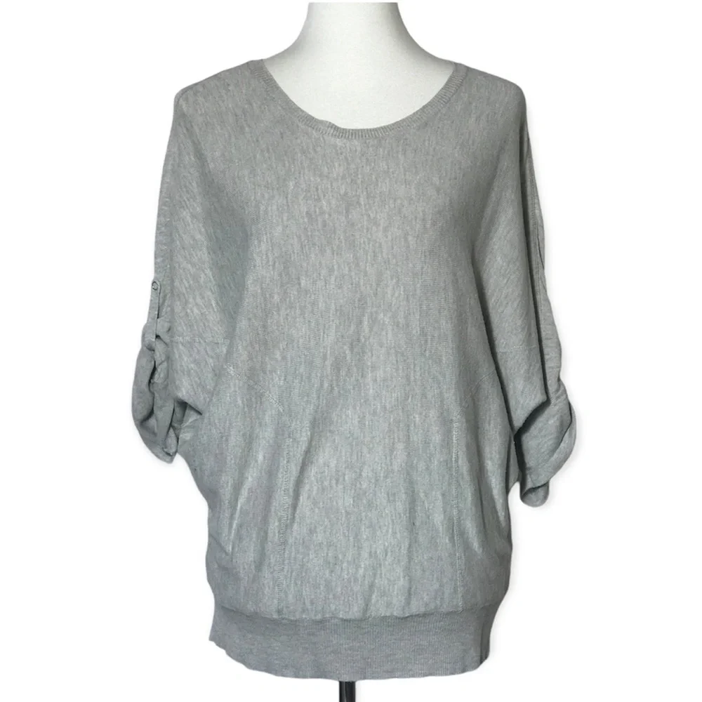 Willi Smith Gray Dolman 3/4 Sleeve Tunic Sweater